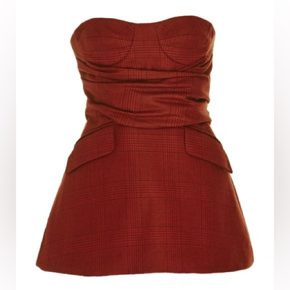 JONATHAN SIMKHAI Wool Wrap Bustier In Red - Picture 1 of 10